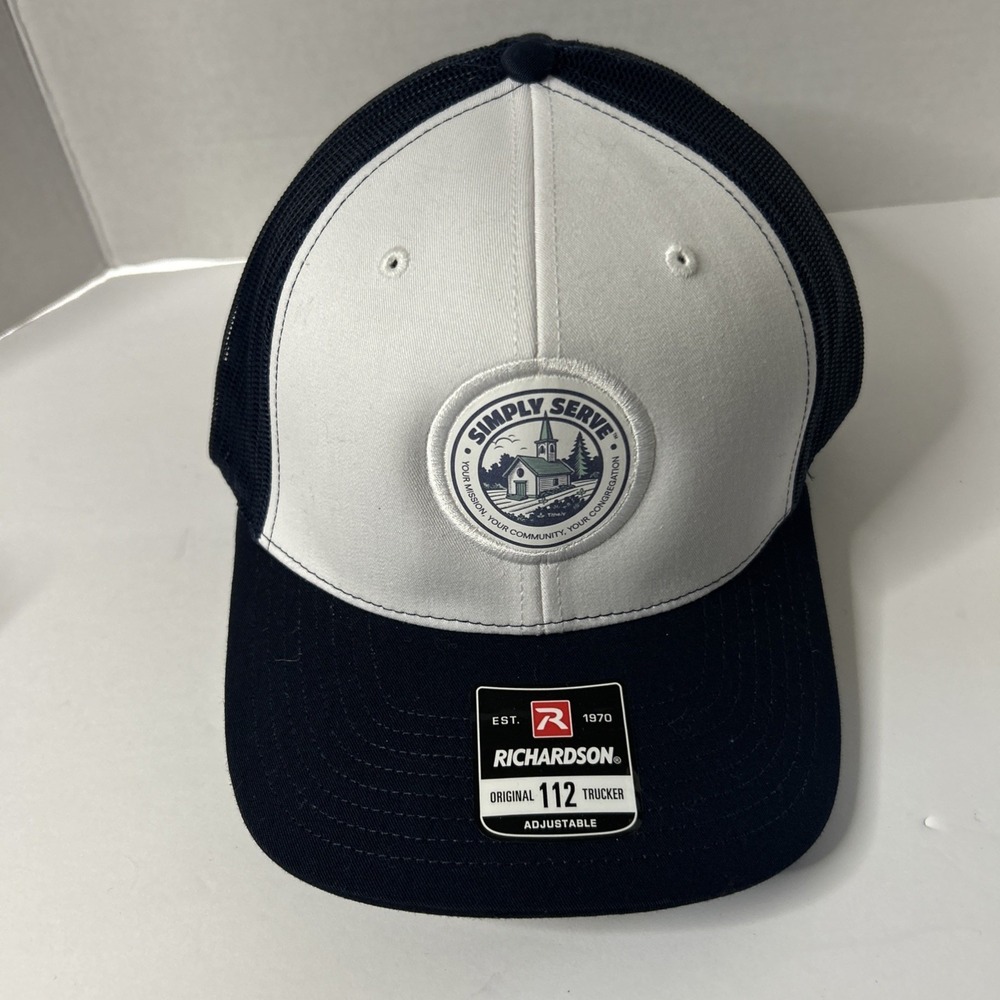 6 Richardson Adult One Size White Navy Mesh Back Trucker Cap Original  NWT